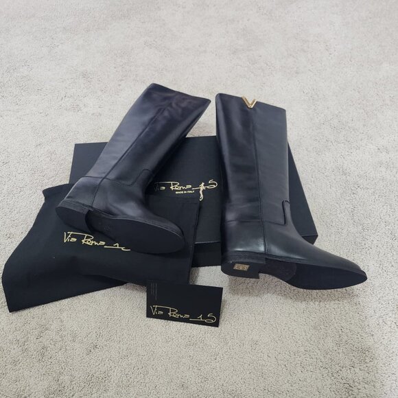 Via Roma 15 TDM leather boots + V gold 2568 Size 40 EU / 10 US - Picture 1 of 8
